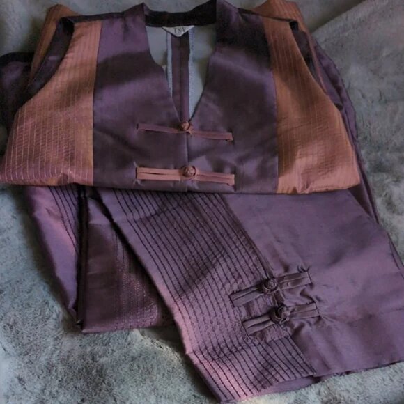 Light Purple and Peach 100% Thai Silk Vest - M/L - Picture 14 of 15